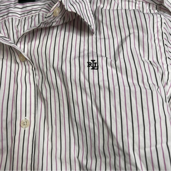 Bundle 2 Ralph Lauren Women’s M Long Sleeve Button-Front Striped Shirt L080123 - Picture 8 of 11